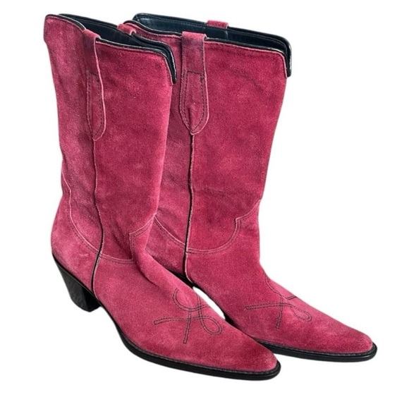 Franco Sarto Shoes - Franco Sarto Pink Suede Western Ankle Boots
